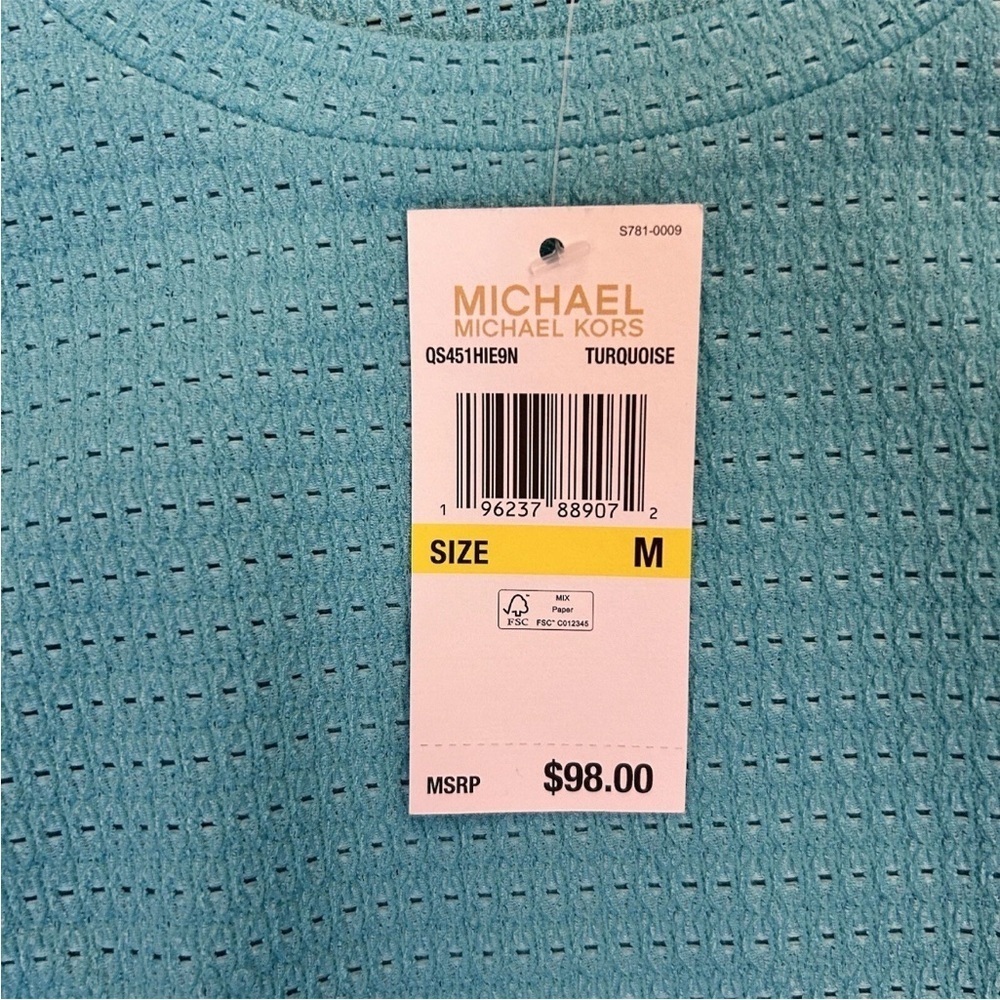 Michael Kors Women's Short Sleeves Turquoise Top Size M - Medium - NWT $98 - Picture 12 of 15